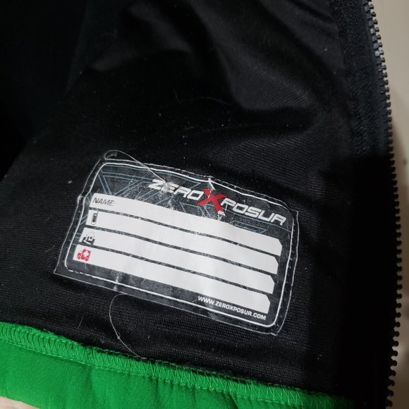 boys size 10-12 Zeroxposur zip jacket, black green water resistant fleece lined - Picture 8 of 12